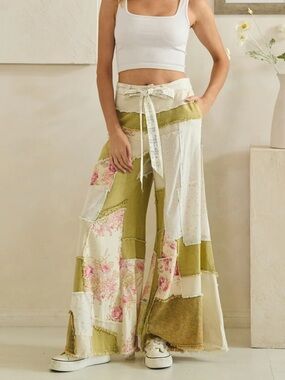 💕 NEW! Oli & Hali Boho Patchwork Wide-Leg Pants
